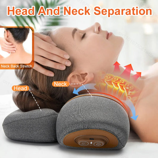 3 In 1 Neck Massager Pillow Electric Cervical Pillow Lifting Traction Relax Hot Compress Vibration Massage Neck Pain Relief