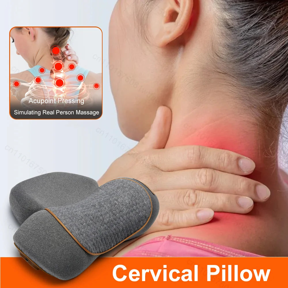 3 In 1 Neck Massager Pillow Electric Cervical Pillow Lifting Traction Relax Hot Compress Vibration Massage Neck Pain Relief